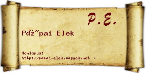 Pápai Elek névjegykártya
